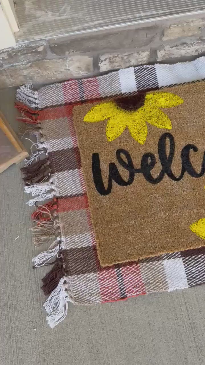 Cute Sunflower Door Mat | Welcome Mat | House warming gift | Rug | Porch Gift | Home Gift for friend | Sister In Law Gift
