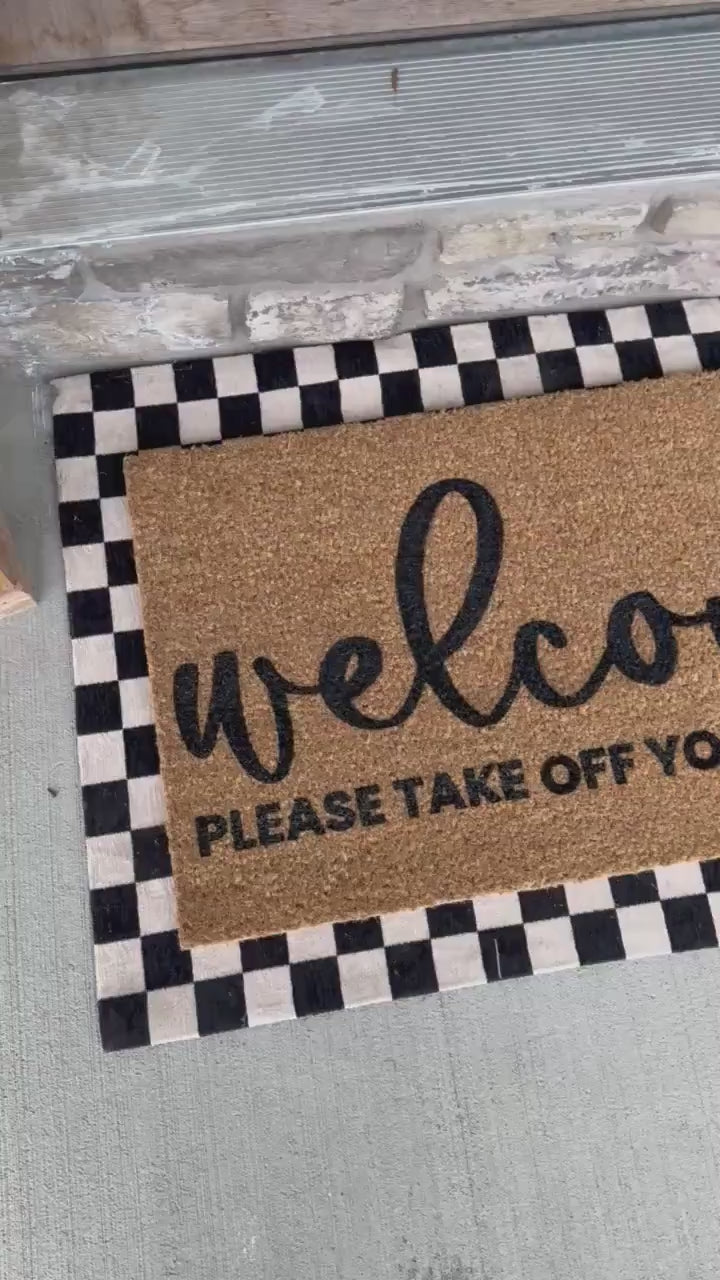 Welcome Please Remove Your Shoes Doormat | Custom Doormat | 18x30 Coir Rug